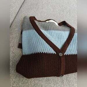 Striped Brown and Blue Cardigan